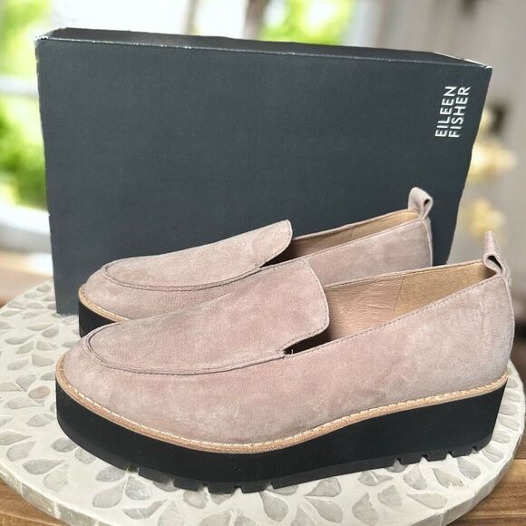 Eileen Fisher $225 Ells Leather Suede Loafer Wedge Platform Slip-On Women’s 7.5 - Picture 3 of 11